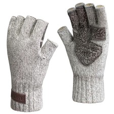 J&ouml;kulr&iacute;ki Men&rsquo;s Ragg Wool Fingerless Gloves Thinsulate Lined One Size, Beige