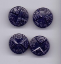 4 glass vintage buttons - navy blue