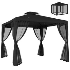 Outsunny 3 x 3 m Metal Gazebo Garden Outdoor 2-Tier Roof Marquee Party Black
