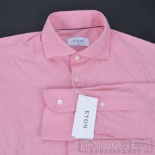 NWT - ETON Solid Pink Cotton Stretch Luxury SLIM FIT Dress Shirt - 40 / 15.75