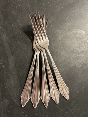 Set of 5 WMF 90 Germany Silverplate FACHER Silver Plate Dinner FORK 7 