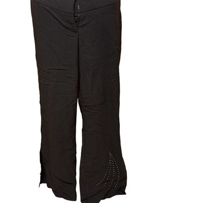 Y2K Torrid Black Wide Leg Pants with Ankle Slits and Rhinestones Size 14