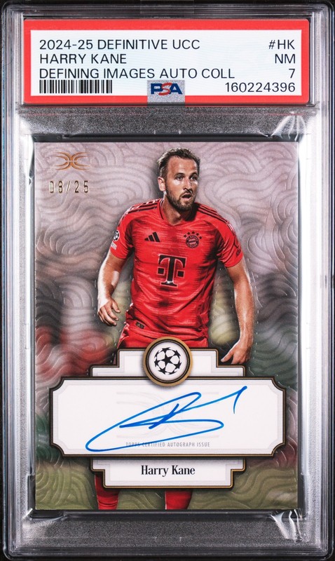396 Harry Kane 2024 Topps Definitive UEFA Defining Images On Card Auto /25 PSA 7