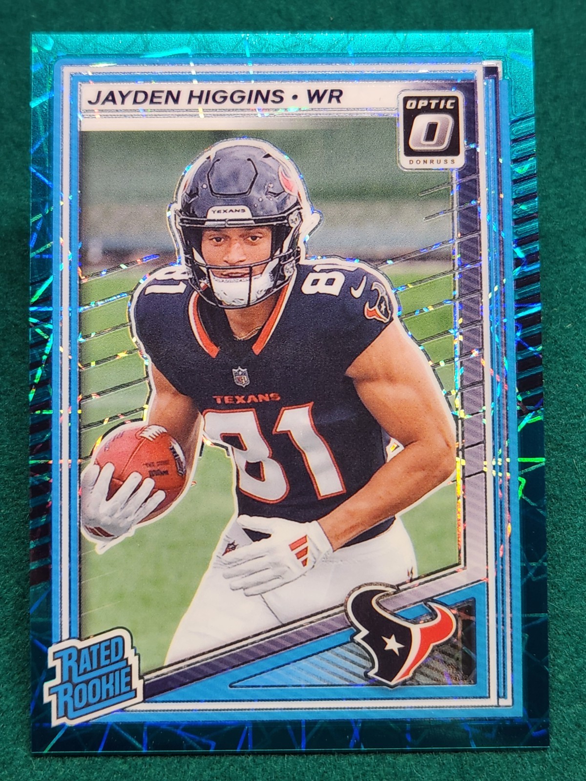 2025 Panini Donruss Optic Jayden Higgins Rated Rookie Teal Velocity Prizm #225