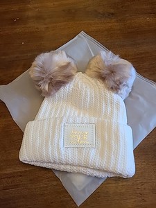Rare Love Your Melon Cream Removable Double Poms Hard To Find New Love Your Melon LYM Speckled Double Pom Beanie (White  main image 2