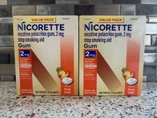 2 Boxes Of Nicorette Gum 2mg Fruit Chill 160ct EXP 2/2029 Unopened