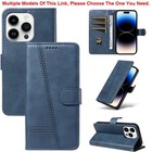 Leather Flip Wallet Case For iPhone 16 15 14 13 12 11 XR SE Cover