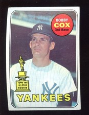 1969 Topps Baseball Card #237 HOFER Bobby Cox Rookie New York Yankees EX. rookie card picture