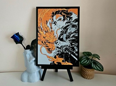 Demon Slayer 3D Artwork Tanjiro Edition  Handcrafted PLA Relief Anime 18x12,7cm