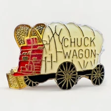 Vintage Covered Wagon Chuck Wagon Enamel Lapel Hat Pin Oregon Trail BD
