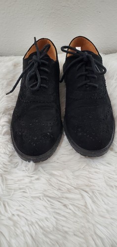 Forever Oxford-15 Suede Black Oxford Shoes Women's Size 6.5M Lace Up - Picture 4 of 10
