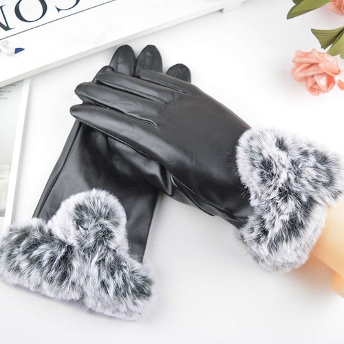 Women's Lambskin Leather Touch Screen Gloves With Fur Ladies Warm Winter Driving - Picture 12 of 15