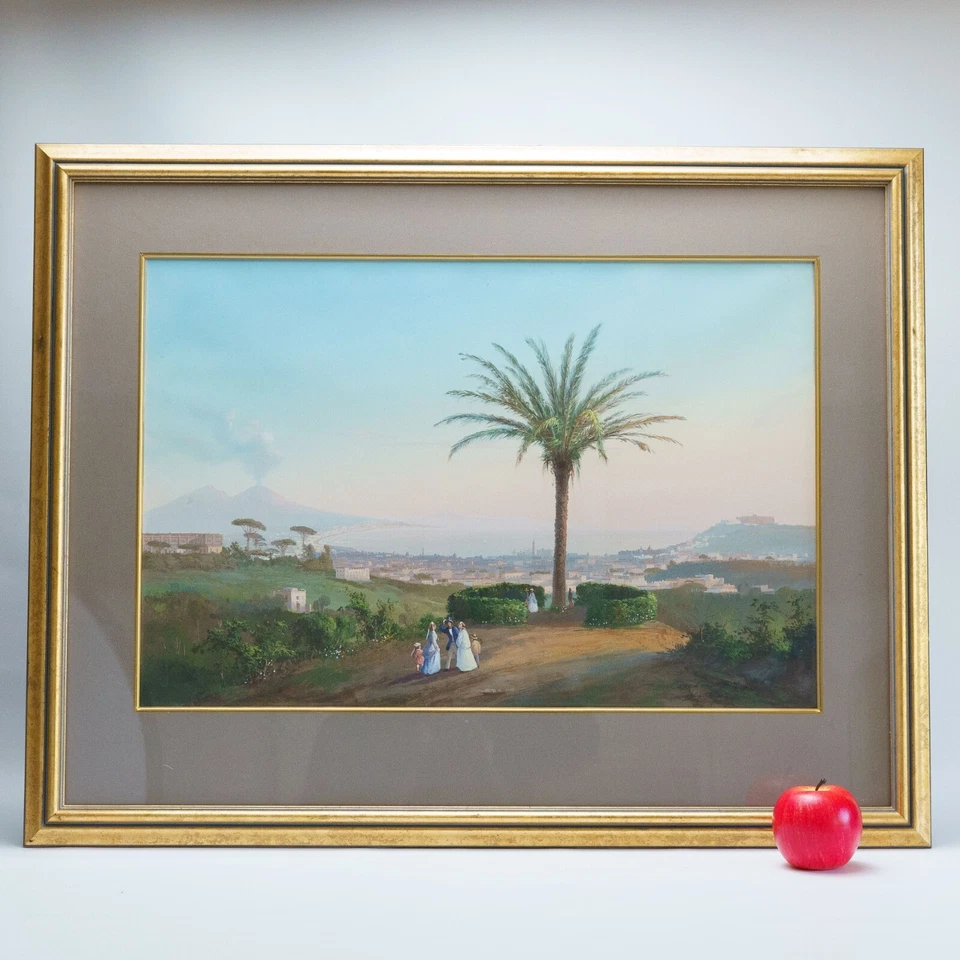 Gioacchino La Pira - Capodimonte Gouache Neoclassical Italian Painting of Naples - Image 3 of 4