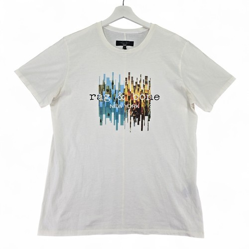 Rag & Bone New York T Shirt Mens Large White Short Sleeve Tee Lightweight Peru