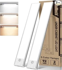 92 LED Under Cabinet Light 3 Color Temps Motion Sensor Light Indoor 2200mAh