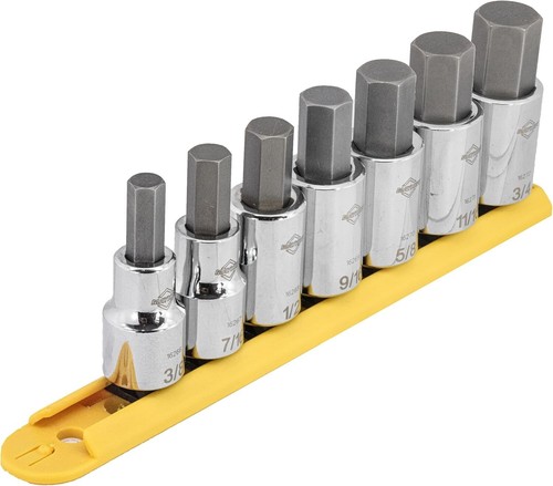 7-Piece SAE Hex Socket Set in Chrome Plated Finish for Durable Performance - Bild 4 von 8