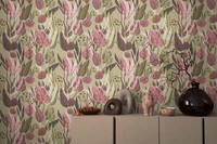 Vliestapete Tropisch Blattmuster Dschungel Floral GrüN Rot 78219-2 (3,47€/1Qm)