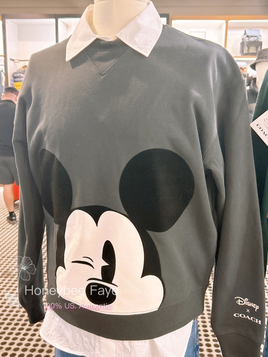 NWT Disney X Coach Men's Wink Mickey Mouse Crewneck Sweatshirt
