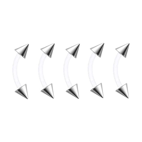 10/20/30pc Silicone Bar Steel Ball Curve Eyebrow Ring Snake Eye Ear Lip Piercing - Picture 6 of 6