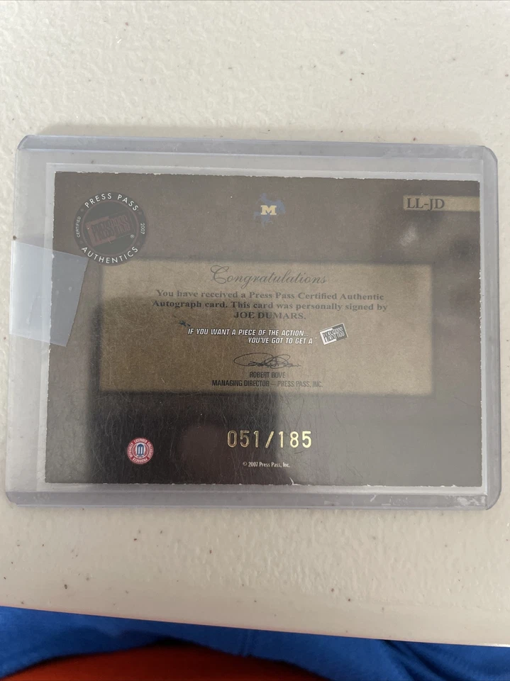 2007-08 Press Pass Legends Legendary Legacy/185 Joe Dumars #LL-JD Auto Salón de la fama Foto 2 de 2