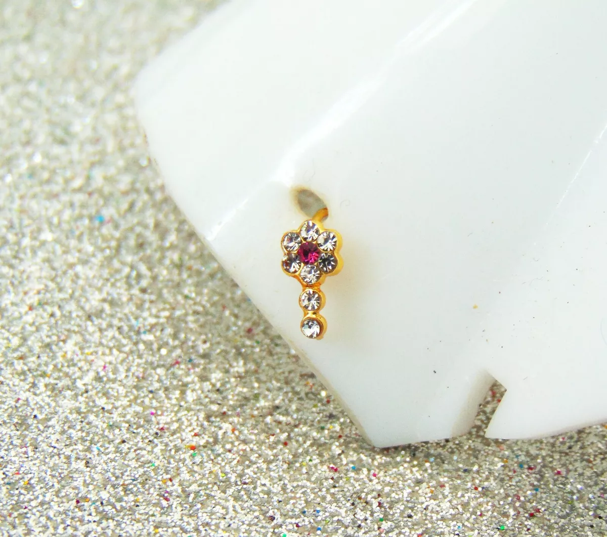 Indian Golden Stud Nose Ring Designer Crystal Nose Ear Push Pin Fashion Jewelry
