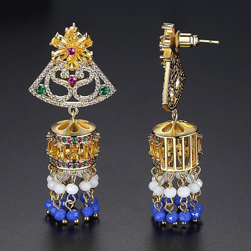 Modische indische Bollywood Schmuck Ohrhänger Jhumka Jhumki Frauen Braut Geschenke - Bild 54 von 230