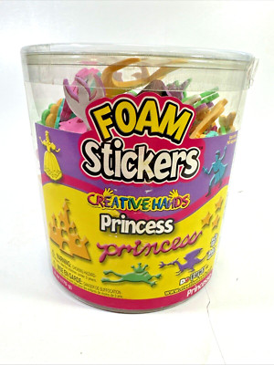 VTG 2003 PRINCESS Creative Hands Large Lot Foam Stickers Unused in Canister RARE
