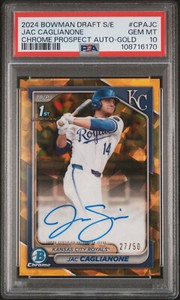 2024 Bowman Draft Jac Caglianone 1st Chrome Gold Refractor Auto /50 PSA 10 KC