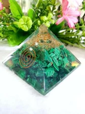 Malachite High Quality Gem Orgone Stone Reiki Healing Protection 50mm Pyramid