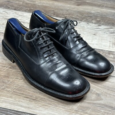 Bruno Magli Florio Cap Toe Black Leather Dress Shoes Men’s Size M