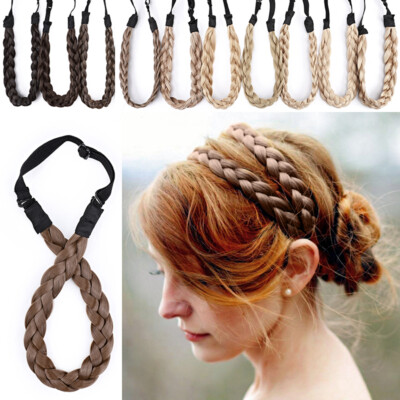 Women Hair Braided Headband Plaited Synthetic Plait Hairband Hairwear as Human