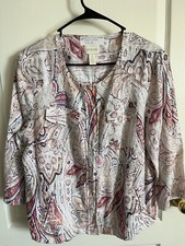 Chicos Artsy 100 Linen Jacket Zips Closed Very Nice Has Pockets 2 M L