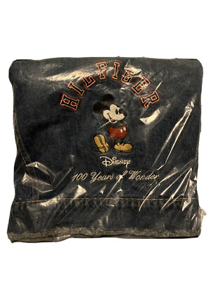 Women's Tommy Hilfiger x Disney Mickey Mouse Crop Denim Jacket Frayed Hem Large