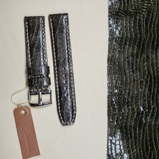 Genuine leather 18, 20, 22, 24 mm hand made in USA watch band brown croco