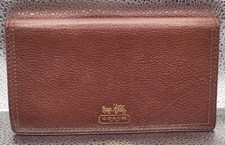 Vintage Coach Horse Carriage Brown Wallet Leather Bi Fold Checkbook.