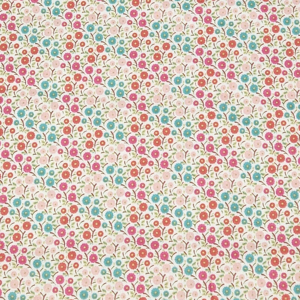 Cotton Fabric Calico Floral Print Pink Red Green 2 5/8 yards 44" Jules & Coco - Image 2 of 4