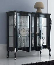 MOBILE VETRINA INTAGLIATA IN LEGNO TANGANIKA COLORE NOCE/LACCATO C/FOGLIA 1012