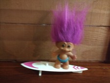 Russ Troll Dude Purple Hair ON Surf Borad Figure