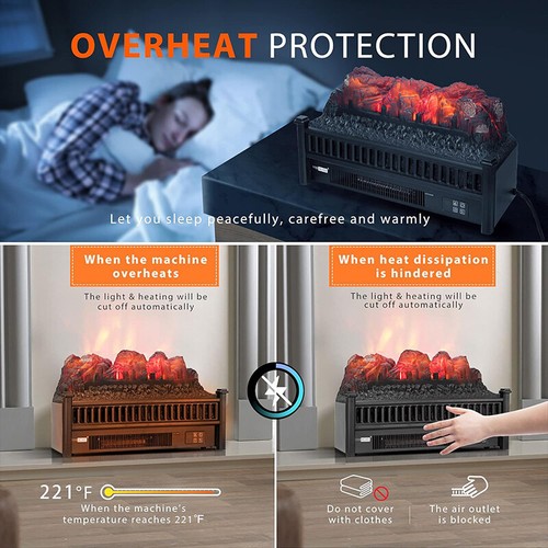 23" Electric Fireplace Log Set Heater House Realistic Flame Ember Bed w/ Remote - Picture 6 of 8