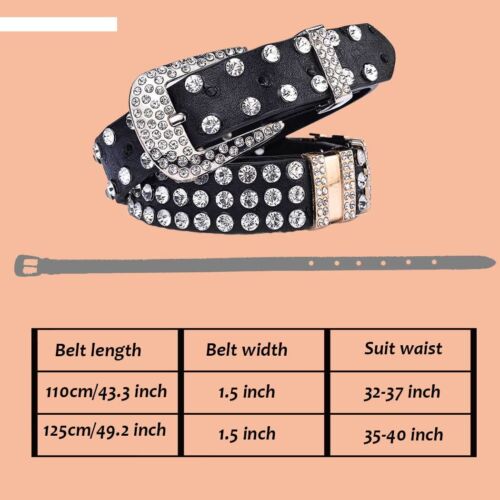 Rhinestone Belt for Women Western Cowgirl Bling Crystal Studded Leather Belt ... - Picture 5 of 7