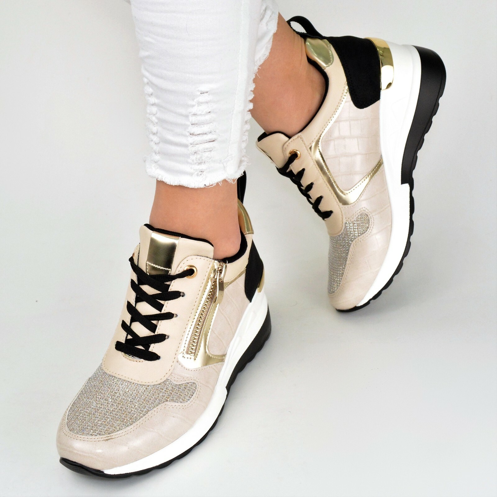 sneaker plateau glitzer