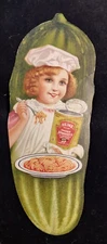 Pickle Die Cut Trade Card HJ Heinz Spaghetti Can Chef Pittsburgh 57 Varieties