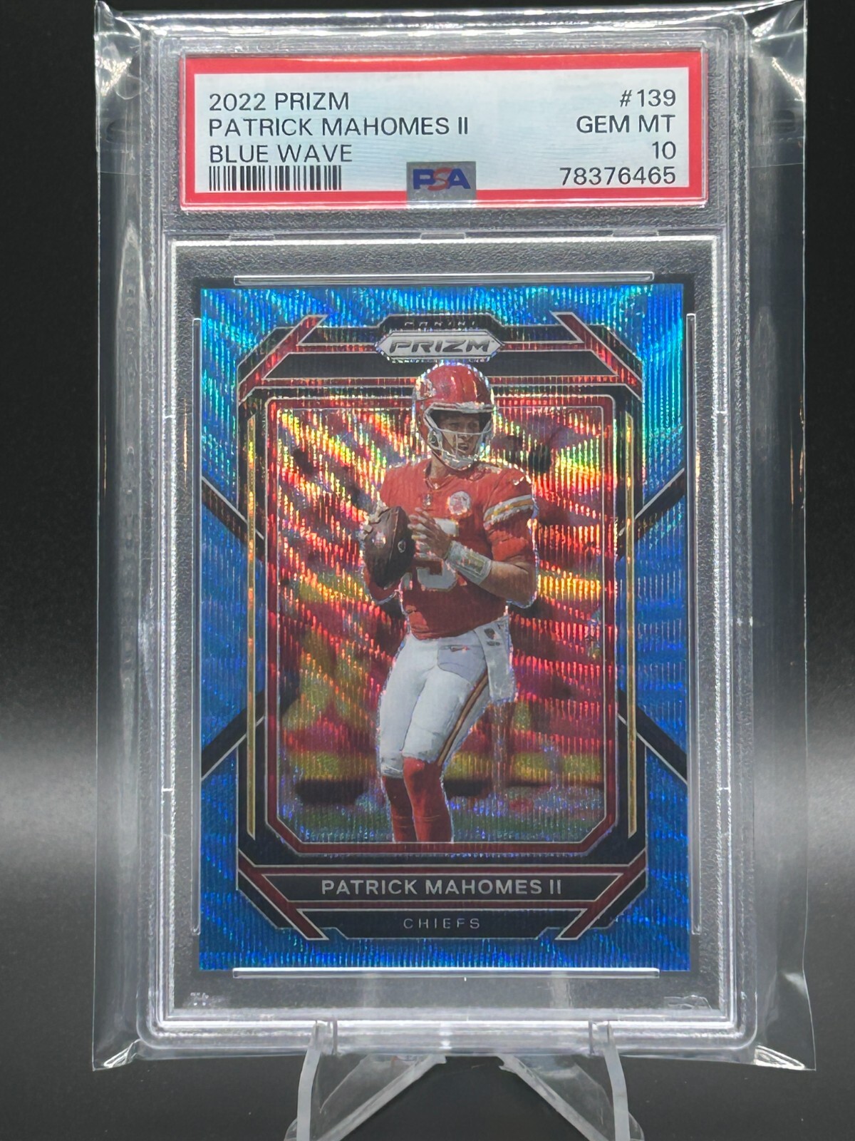 2022 Panini Prizm -Patrick Mahomes Blue Wave  /199 No. 139 PSA 10!!!