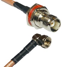 RG400 TNC FEMALE BULKHEAD to F MALE ANGLE RF Cable FAST-SHIP LOT