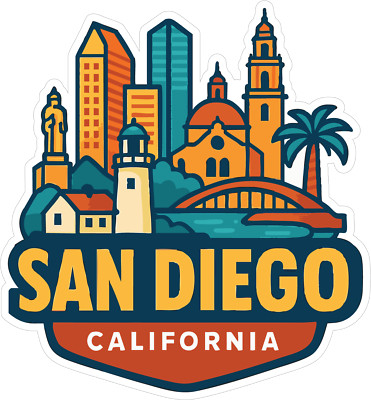 San Diego Sticker Decal Vinyl Die-Cut City Skyline Landmark Design