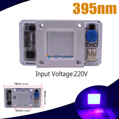 50W High Power UV 395nm LED chip Built-in driver Chip Smart IC 220V Light Lamp
