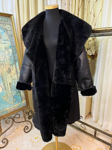 Joop! Cappotto reversibile in pelle nera e montone shearling XL/XXL - Foto 14 di 22