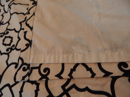 Pair - 2 Panels - Custom Lined Cream & Black Curtain Panels! 52 x 94.5 - Picture 3 of 5