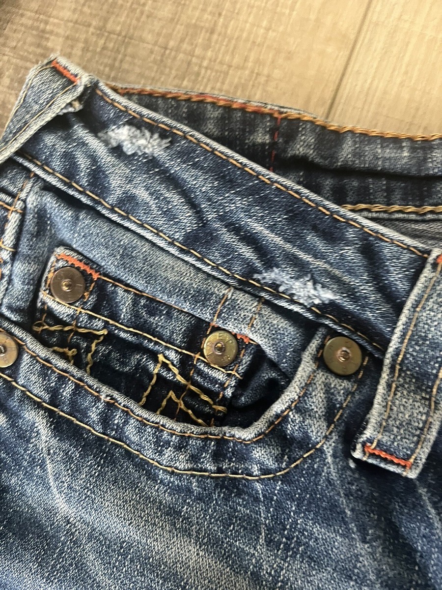 ｍ True Religion Kate Jeans 28 Med/Dark Wash Blue Denim Straight Leg