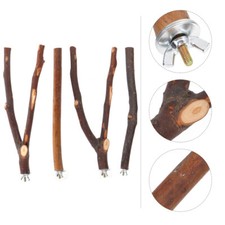4PCS Wood Parrot Perch Cockatiel Toys Standing Stick Outdoor Small Bird Bite